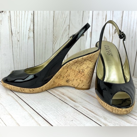 Franco Sarto patent leather wedge heel sandals - size 8.5 - Picture 9 of 16